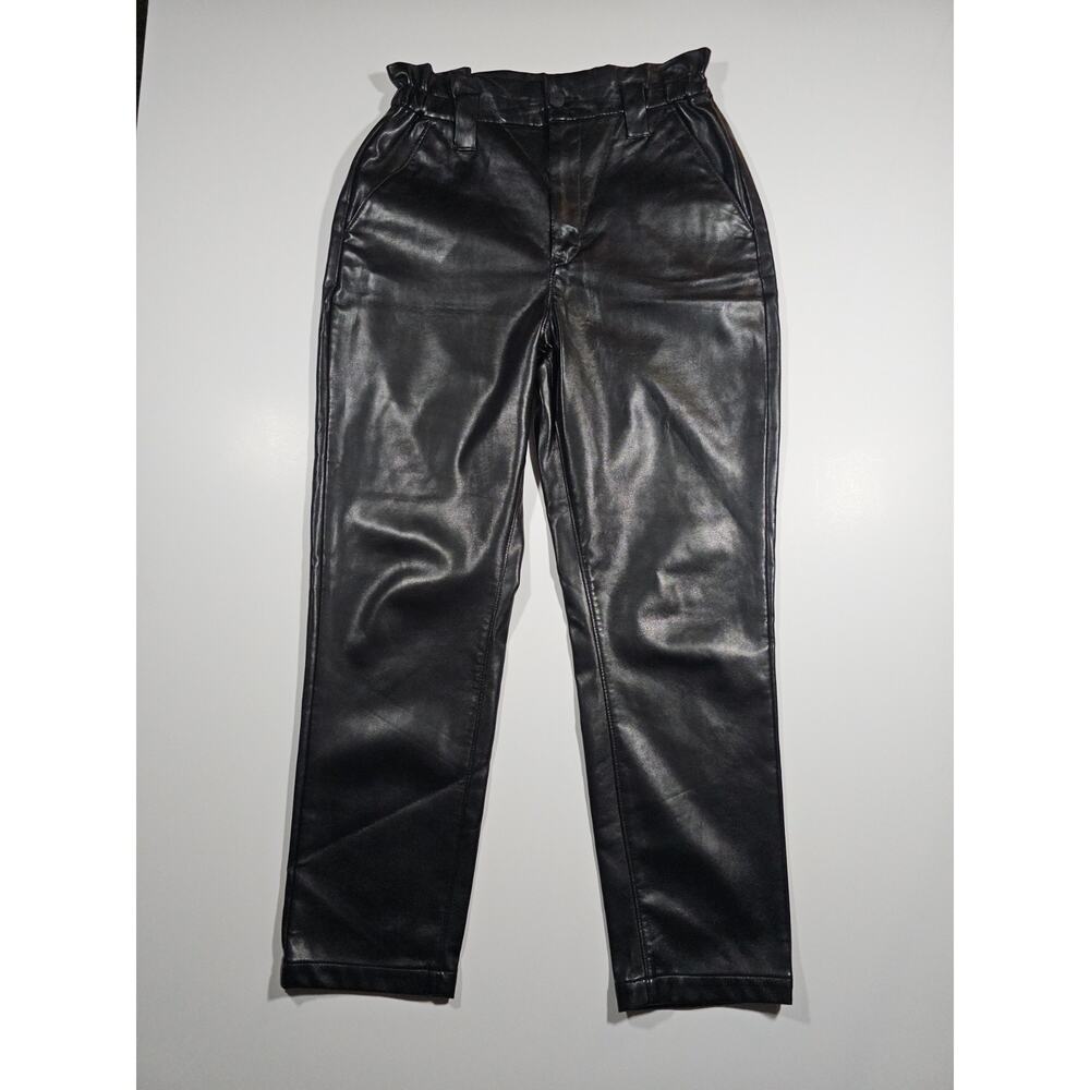 Express Women's Black Faux Leather PU Pants Size 10R High Rise Skinny Belt Loops